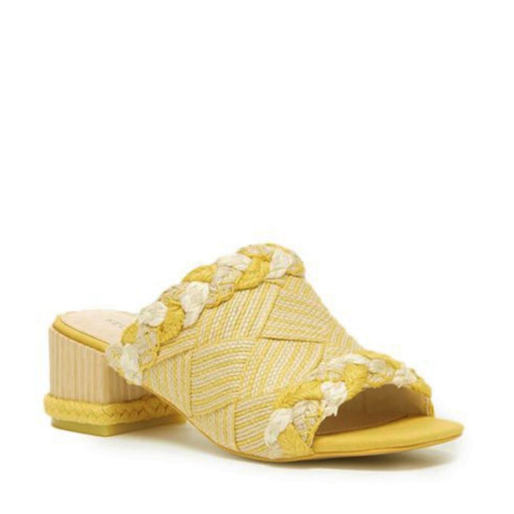 NEW Kelsi Dagger Women Brooklyn Tulip Woven Braid Jute Block Mule Peep Sandal